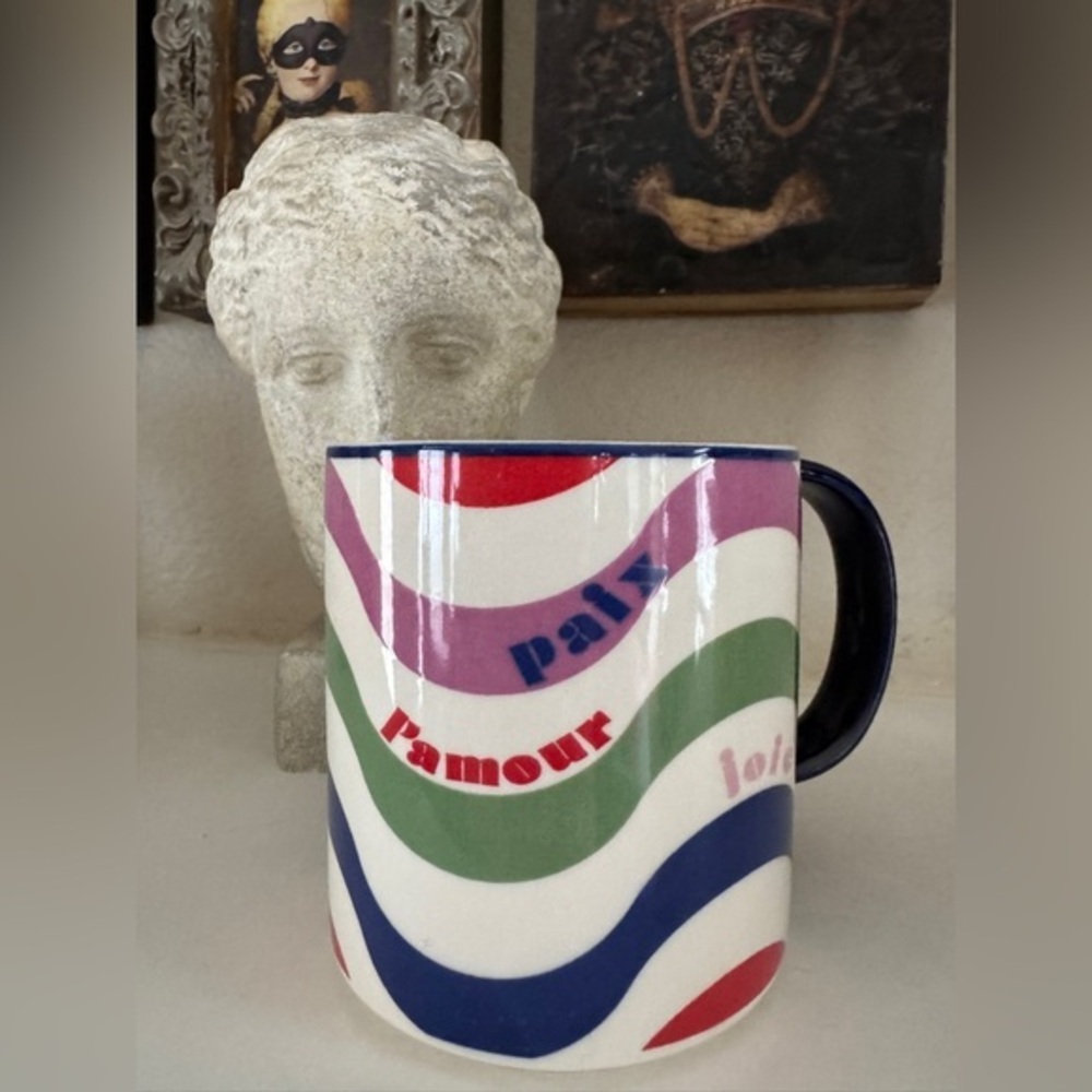 Maeve by Anthropologie Paix Lamour Joie Striped Ceramic Coffee Mug